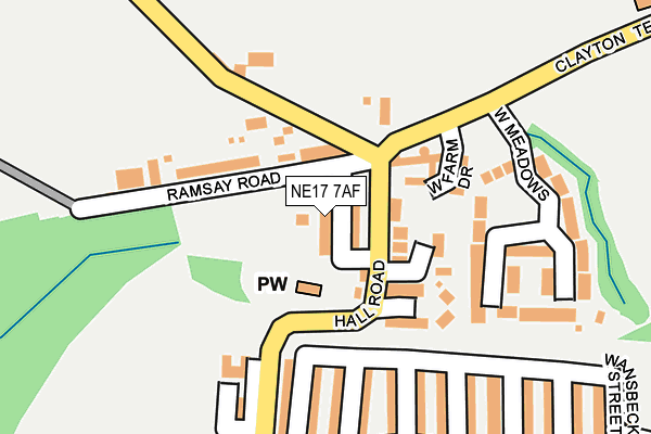 NE17 7AF map - OS OpenMap – Local (Ordnance Survey)