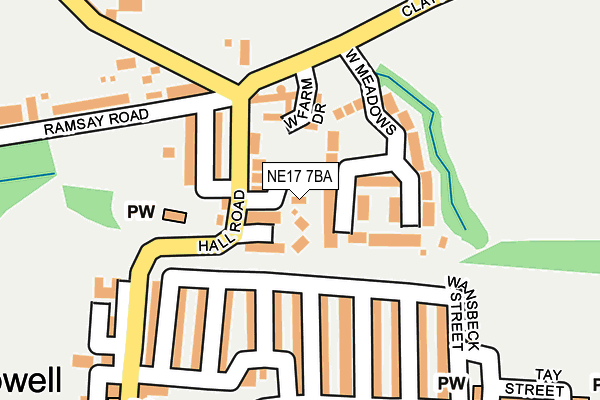 NE17 7BA map - OS OpenMap – Local (Ordnance Survey)