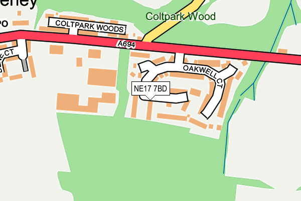 NE17 7BD map - OS OpenMap – Local (Ordnance Survey)