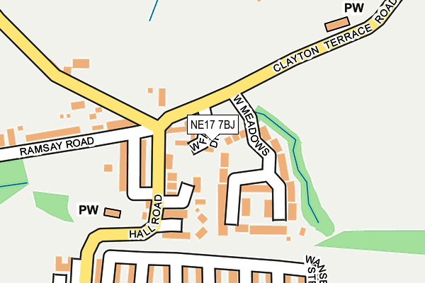 NE17 7BJ map - OS OpenMap – Local (Ordnance Survey)