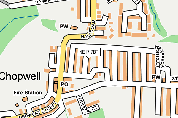 NE17 7BT map - OS OpenMap – Local (Ordnance Survey)