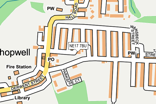 NE17 7BU map - OS OpenMap – Local (Ordnance Survey)