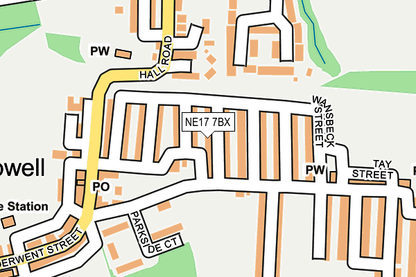 NE17 7BX map - OS OpenMap – Local (Ordnance Survey)