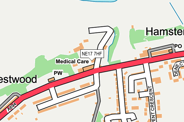 NE17 7HF map - OS OpenMap – Local (Ordnance Survey)