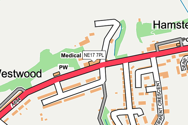 NE17 7PL map - OS OpenMap – Local (Ordnance Survey)