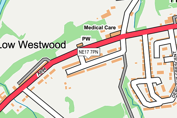 NE17 7PN map - OS OpenMap – Local (Ordnance Survey)