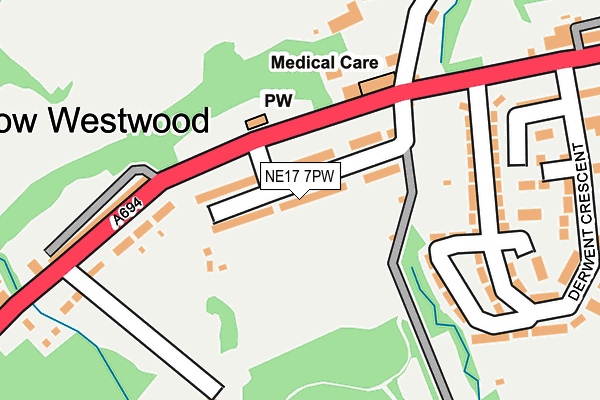 NE17 7PW map - OS OpenMap – Local (Ordnance Survey)