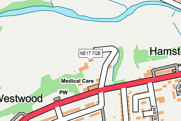 NE17 7QB map - OS OpenMap – Local (Ordnance Survey)