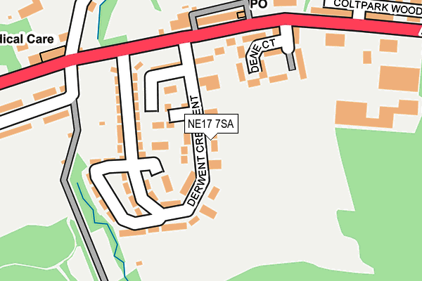 NE17 7SA map - OS OpenMap – Local (Ordnance Survey)