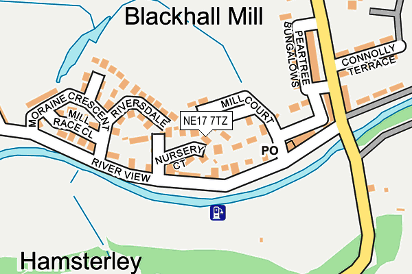 NE17 7TZ map - OS OpenMap – Local (Ordnance Survey)