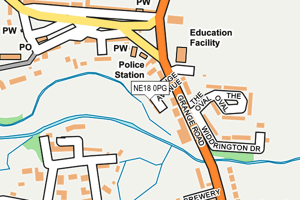 NE18 0PG map - OS OpenMap – Local (Ordnance Survey)