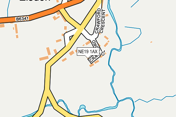 NE19 1AX map - OS OpenMap – Local (Ordnance Survey)