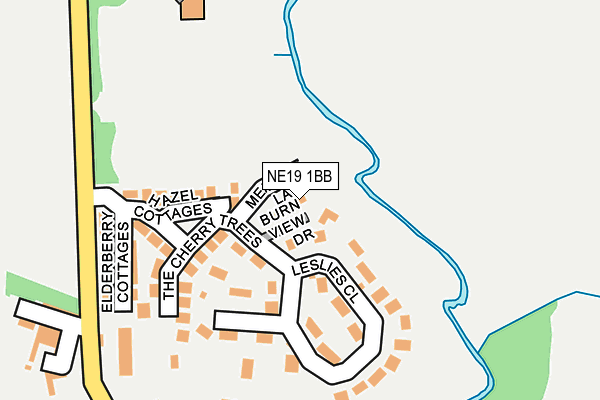 NE19 1BB map - OS OpenMap – Local (Ordnance Survey)