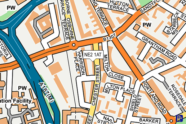 NE2 1AT map - OS OpenMap – Local (Ordnance Survey)