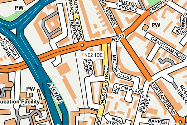 NE2 1DE map - OS OpenMap – Local (Ordnance Survey)