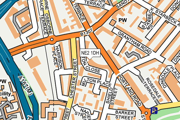 NE2 1DH map - OS OpenMap – Local (Ordnance Survey)