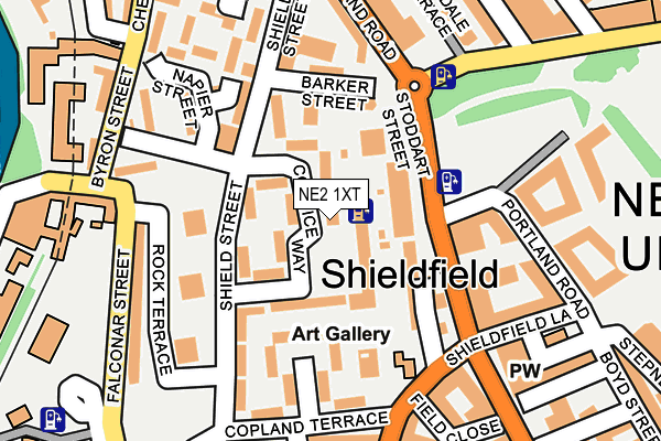 NE2 1XT map - OS OpenMap – Local (Ordnance Survey)