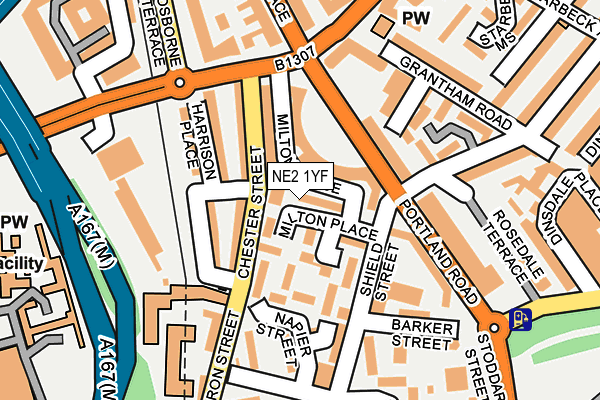 NE2 1YF map - OS OpenMap – Local (Ordnance Survey)