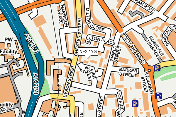 NE2 1YG map - OS OpenMap – Local (Ordnance Survey)