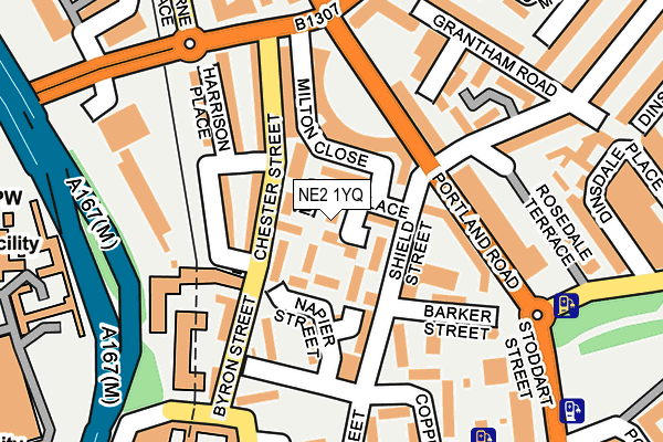NE2 1YQ map - OS OpenMap – Local (Ordnance Survey)
