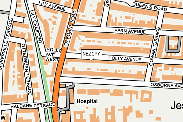 NE2 2PY map - OS OpenMap – Local (Ordnance Survey)