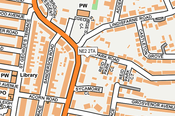 NE2 2TA map - OS OpenMap – Local (Ordnance Survey)