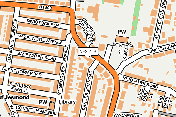 NE2 2TB map - OS OpenMap – Local (Ordnance Survey)