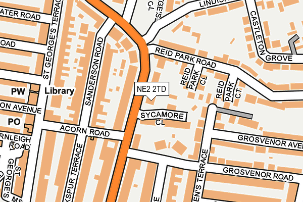 NE2 2TD map - OS OpenMap – Local (Ordnance Survey)