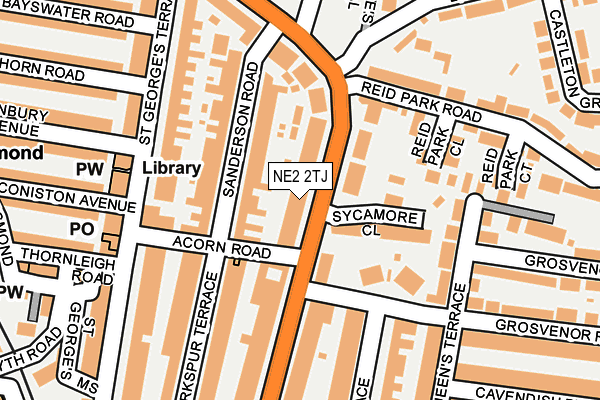 NE2 2TJ map - OS OpenMap – Local (Ordnance Survey)