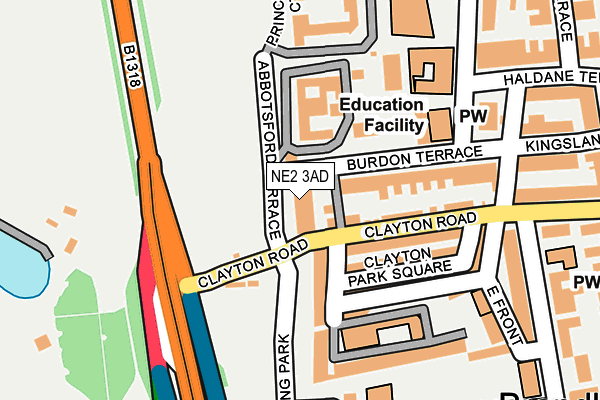 NE2 3AD map - OS OpenMap – Local (Ordnance Survey)