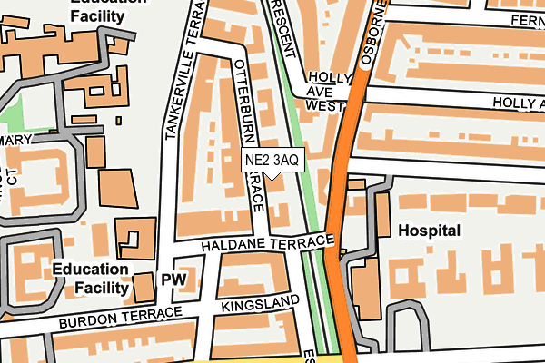 NE2 3AQ map - OS OpenMap – Local (Ordnance Survey)