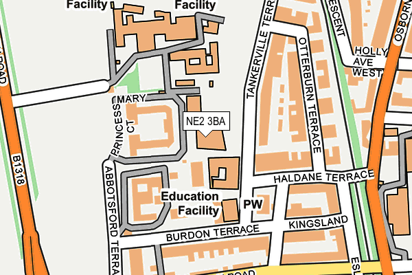 NE2 3BA map - OS OpenMap – Local (Ordnance Survey)