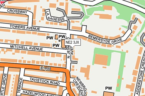 NE2 3JX map - OS OpenMap – Local (Ordnance Survey)