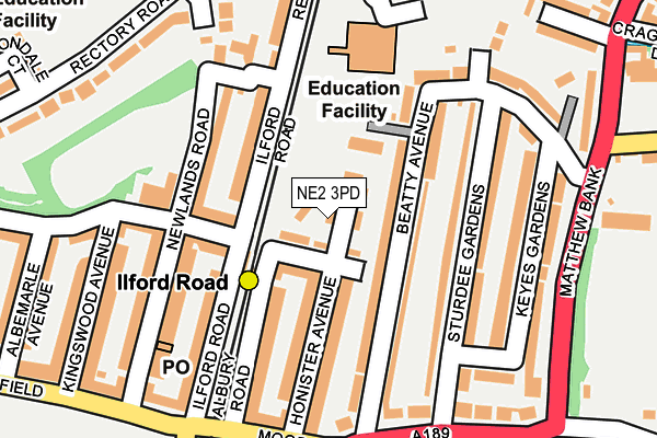 NE2 3PD map - OS OpenMap – Local (Ordnance Survey)