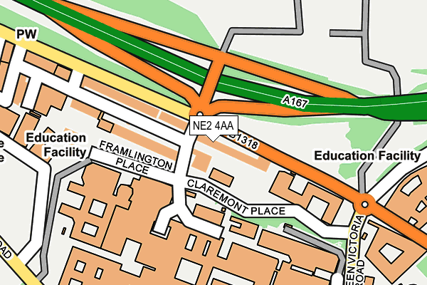 NE2 4AA map - OS OpenMap – Local (Ordnance Survey)
