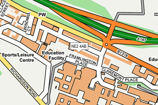 NE2 4AB map - OS OpenMap – Local (Ordnance Survey)