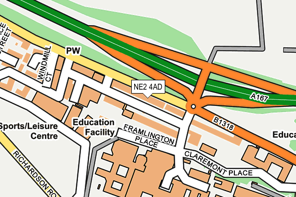 NE2 4AD map - OS OpenMap – Local (Ordnance Survey)