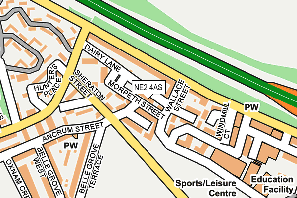 NE2 4AS map - OS OpenMap – Local (Ordnance Survey)