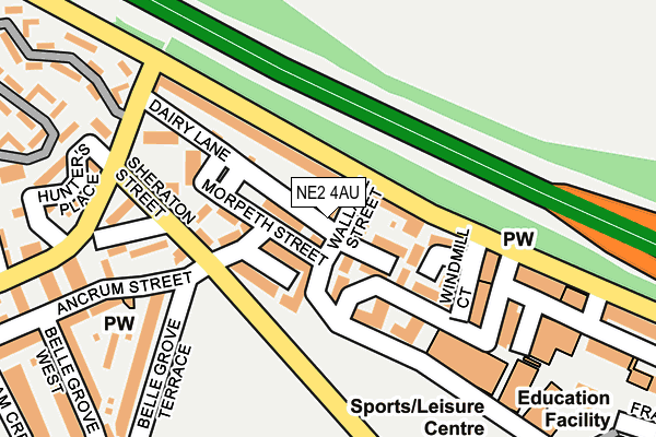 NE2 4AU map - OS OpenMap – Local (Ordnance Survey)