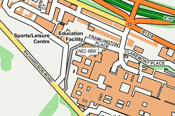NE2 4BW map - OS OpenMap – Local (Ordnance Survey)