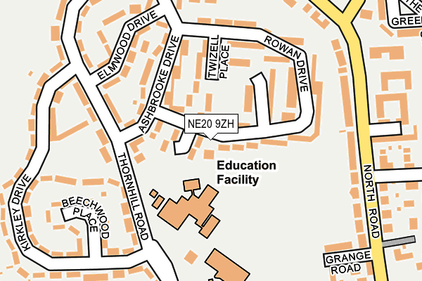 NE20 9ZH map - OS OpenMap – Local (Ordnance Survey)