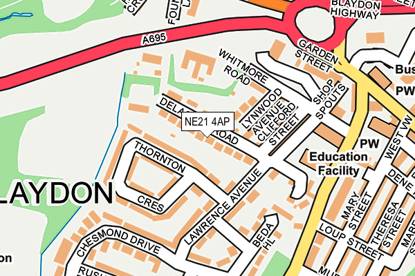 NE21 4AP map - OS OpenMap – Local (Ordnance Survey)