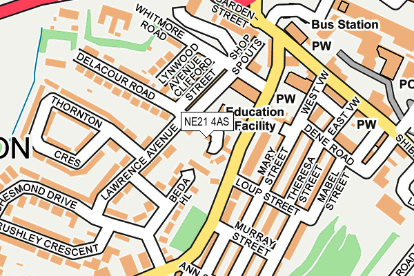NE21 4AS map - OS OpenMap – Local (Ordnance Survey)