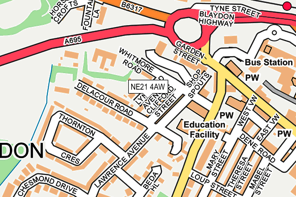 NE21 4AW map - OS OpenMap – Local (Ordnance Survey)
