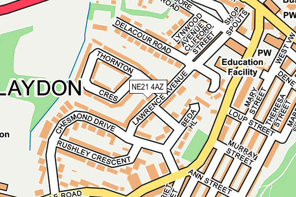 NE21 4AZ map - OS OpenMap – Local (Ordnance Survey)