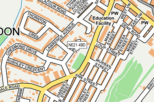 NE21 4BD map - OS OpenMap – Local (Ordnance Survey)