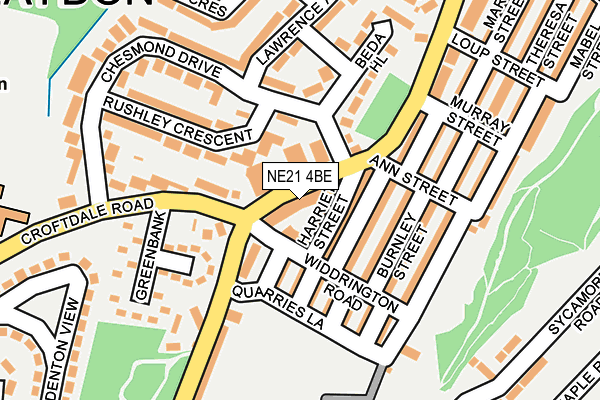 NE21 4BE map - OS OpenMap – Local (Ordnance Survey)