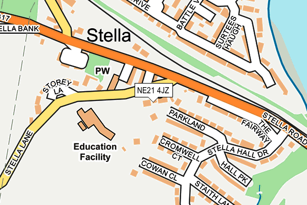 NE21 4JZ map - OS OpenMap – Local (Ordnance Survey)