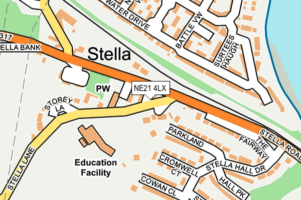 NE21 4LX map - OS OpenMap – Local (Ordnance Survey)