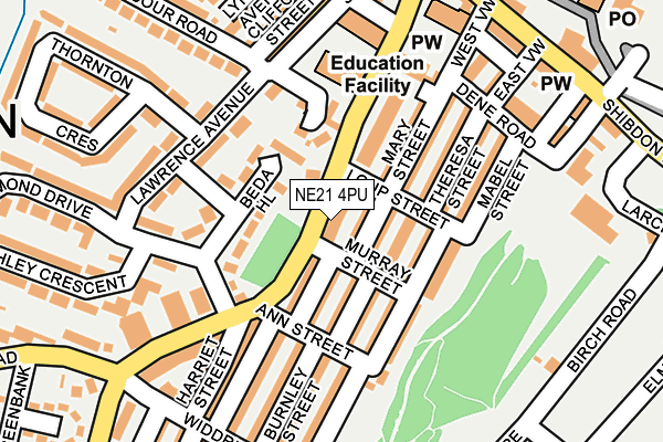 NE21 4PU map - OS OpenMap – Local (Ordnance Survey)